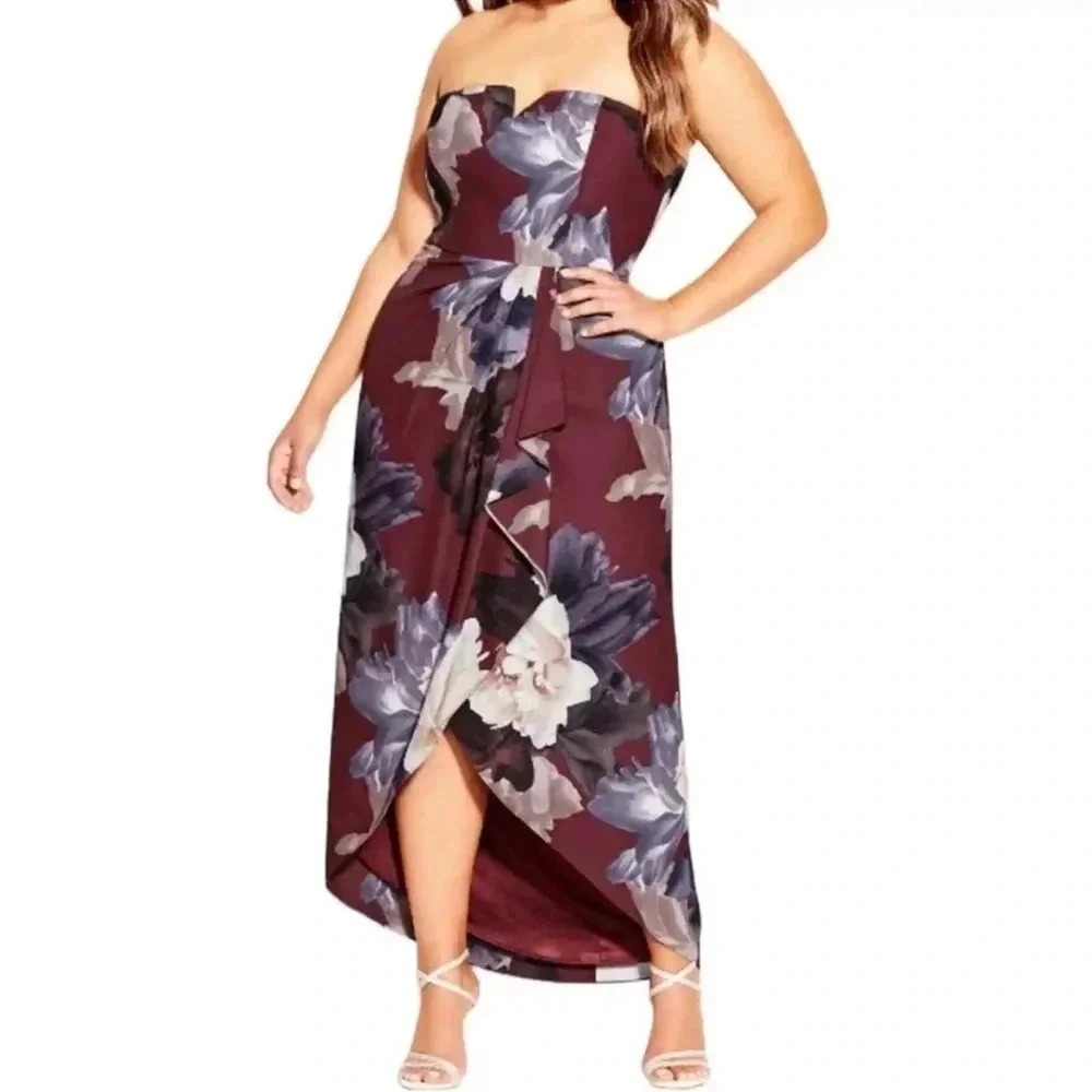 City Chic miss Bordeaux midi dress size XL/22 - Picture 5 of 14